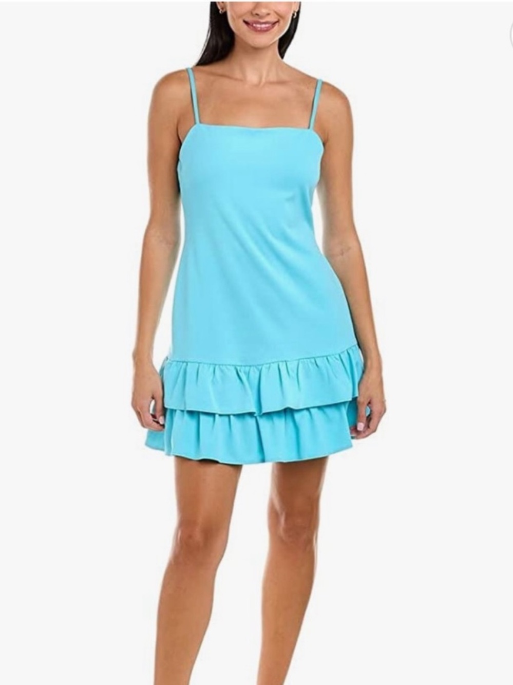 BCBGeneration Blue Ruffle Hem Mini Dress Aquamarine Dress Coquette NWT Size: 10